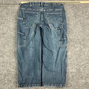 Route 66 Jeans Mens Size 42x30 Blue Plaid Lined Relaxed Fit Distressed Workwear